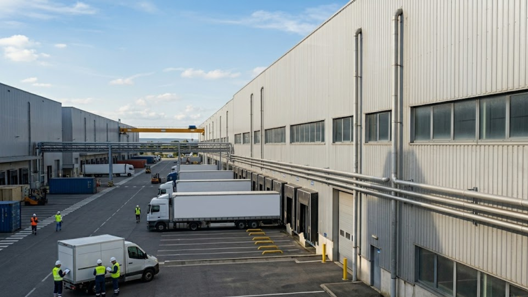 Bâtiment logistique et industriel avec toiture de grande surface